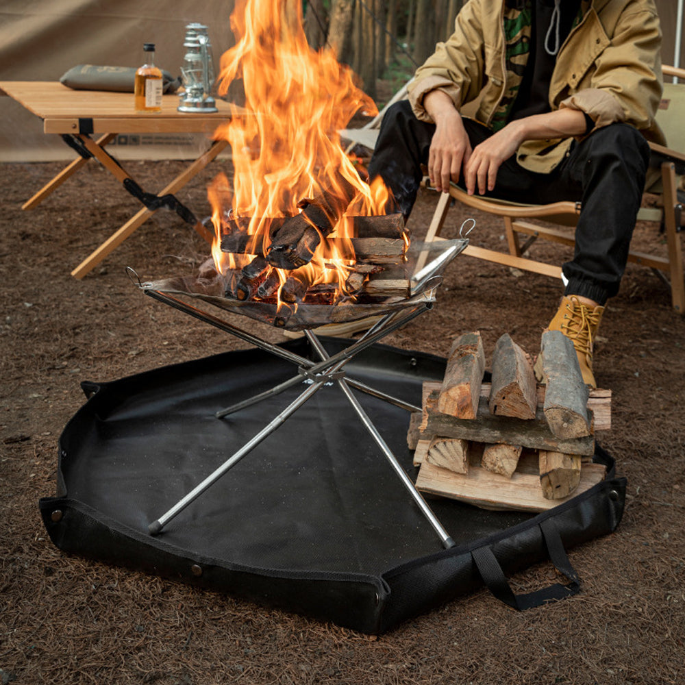 Fire Pit Fireproof Mat Hexagonal Foldable Firewood Bag Ember Heat Resistant Mat