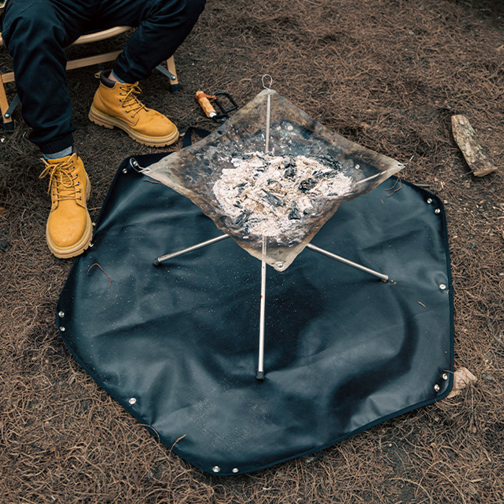 Fire Pit Fireproof Mat Hexagonal Foldable Firewood Bag Ember Heat Resistant Mat