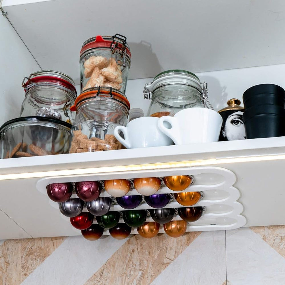 Magnetic Wall Mounted Coffee Capsule Holder for Nespresso Vertuo Capsules White