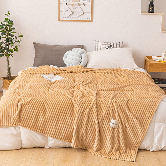 200x230cm Solid Soft Flannel Plush Throw Sofa Bedding Blanket Khaki