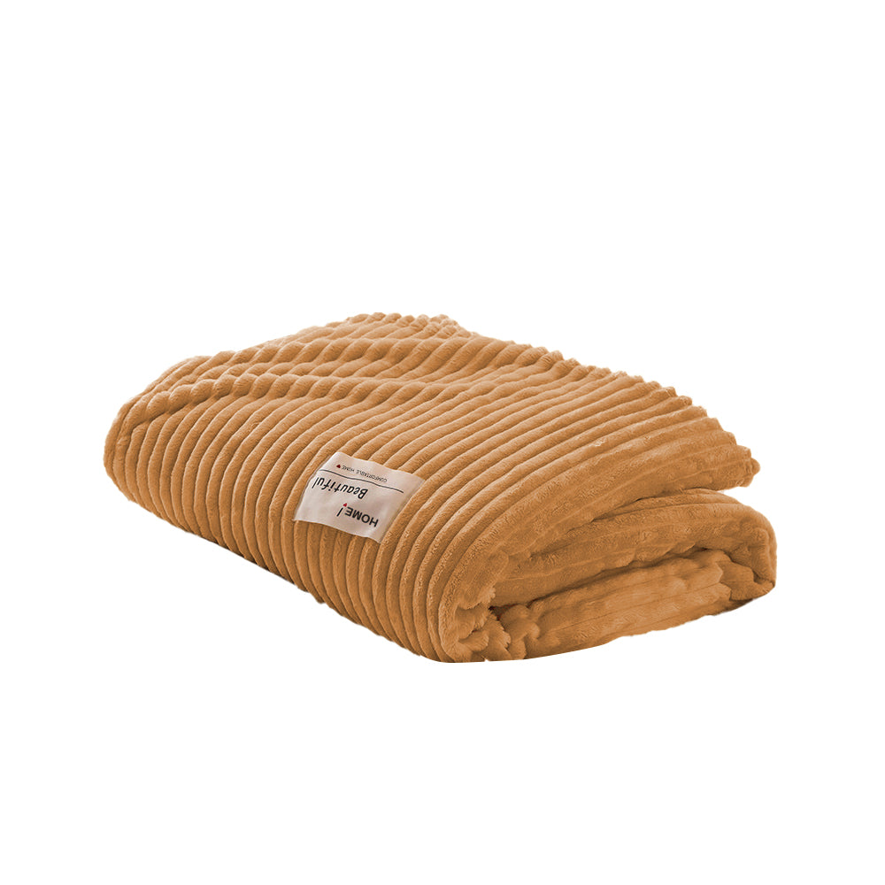 200x230cm Solid Soft Flannel Plush Throw Sofa Bedding Blanket Khaki
