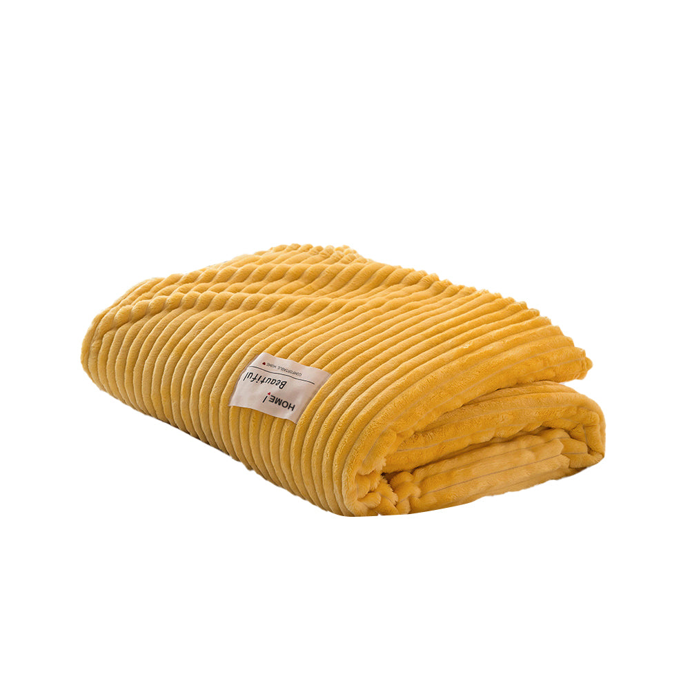 200x230cm Solid Soft Flannel Plush Throw Sofa Bedding Blanket Yellow
