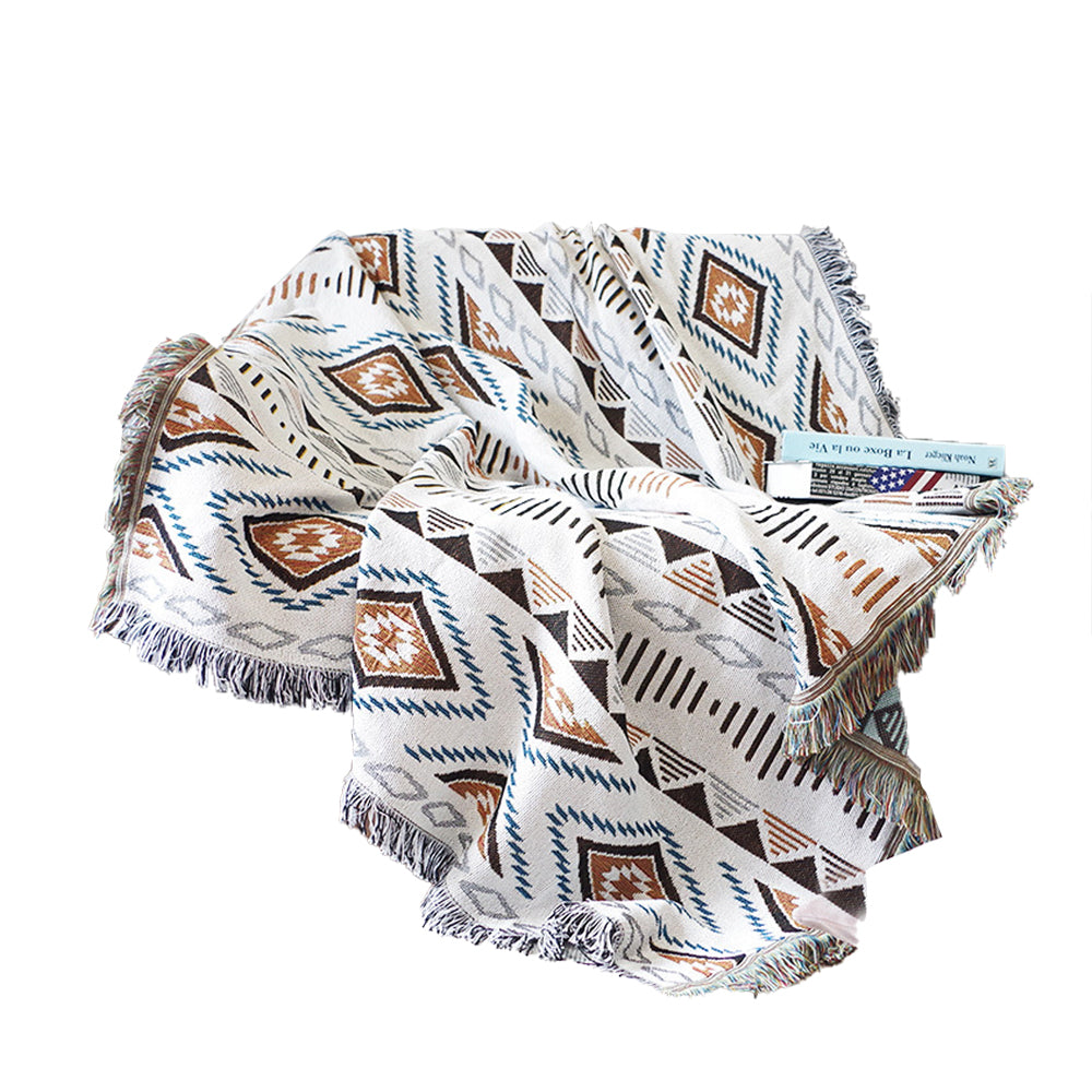 130x160cm Aztec Throw Blanket Bohemian Sofa Throw Blanket with Tassels ST1