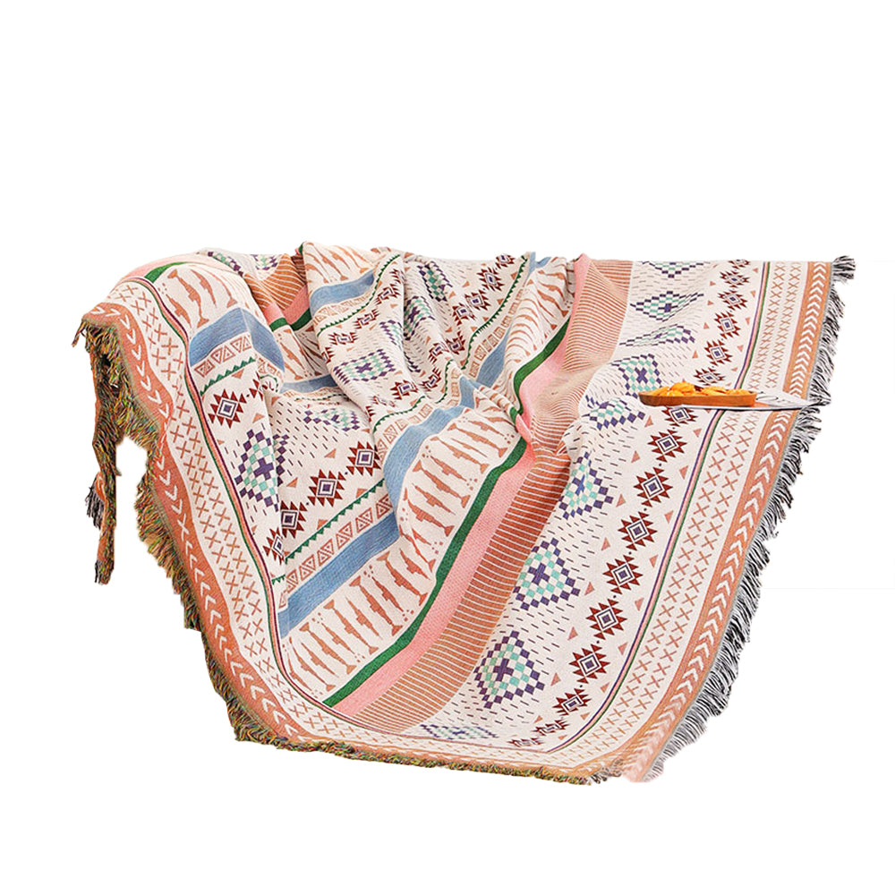 130x160cm Aztec Throw Blanket Bohemian Sofa Throw Blanket with Tassels ST2