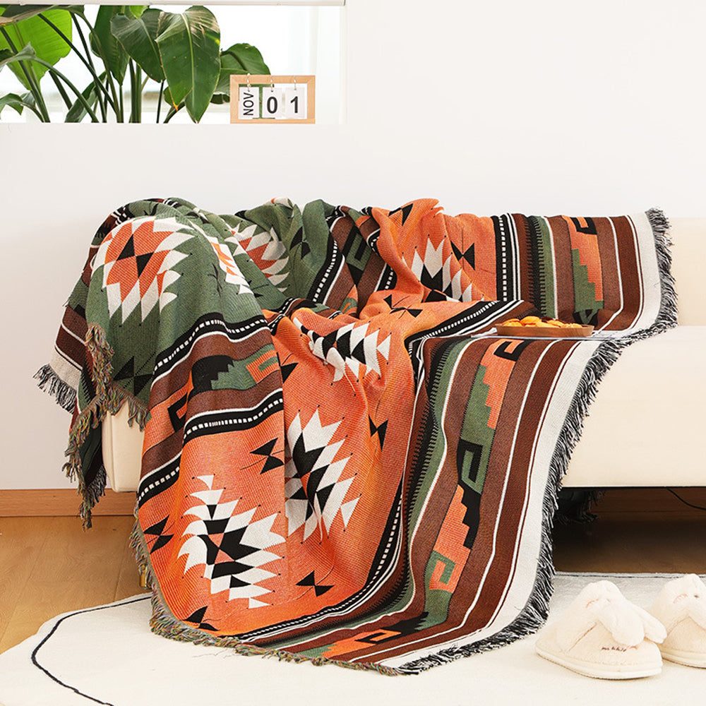 130x160cm Aztec Throw Blanket Bohemian Sofa Throw Blanket with Tassels ST3