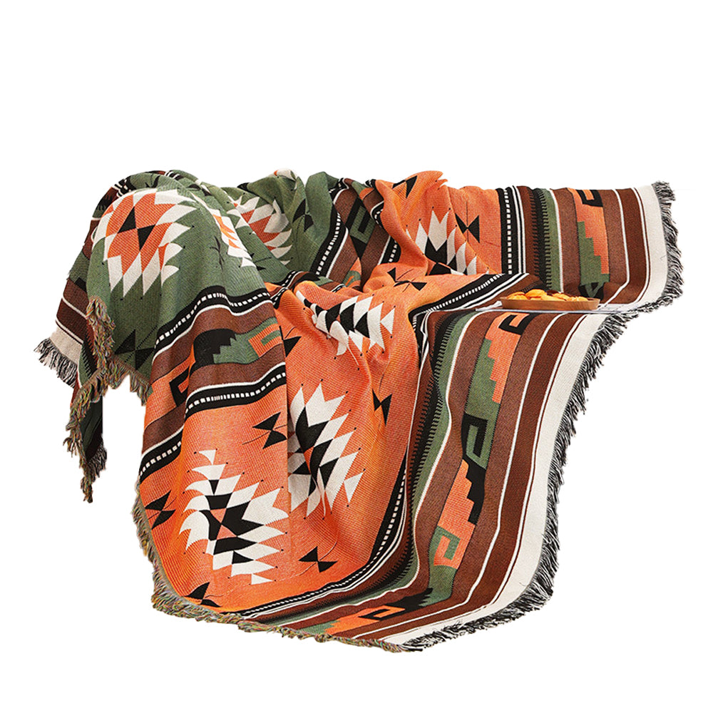 130x160cm Aztec Throw Blanket Bohemian Sofa Throw Blanket with Tassels ST3