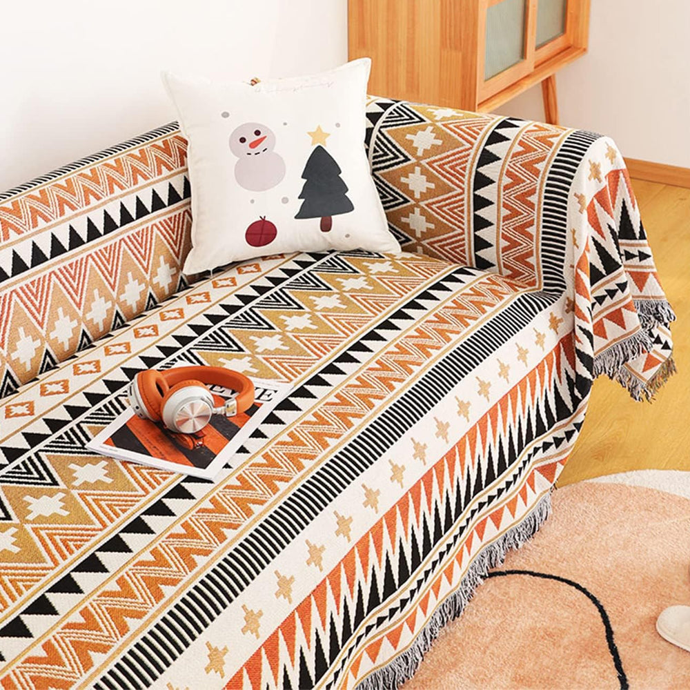 130x160cm Aztec Throw Blanket Bohemian Sofa Throw Blanket with Tassels ST4