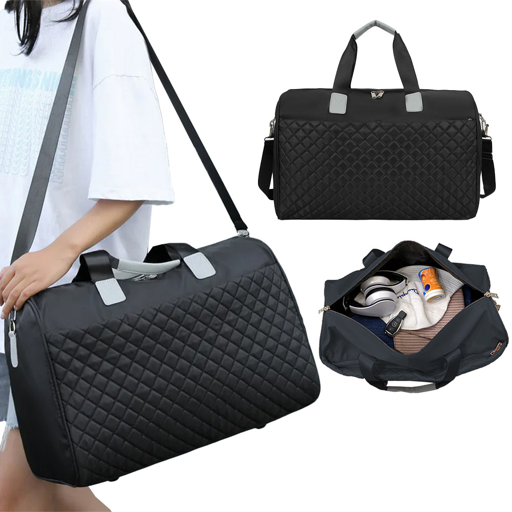 Travel Duffle Bag Carry On Cabin Bag Luggage Bag with Trolley Strap Black