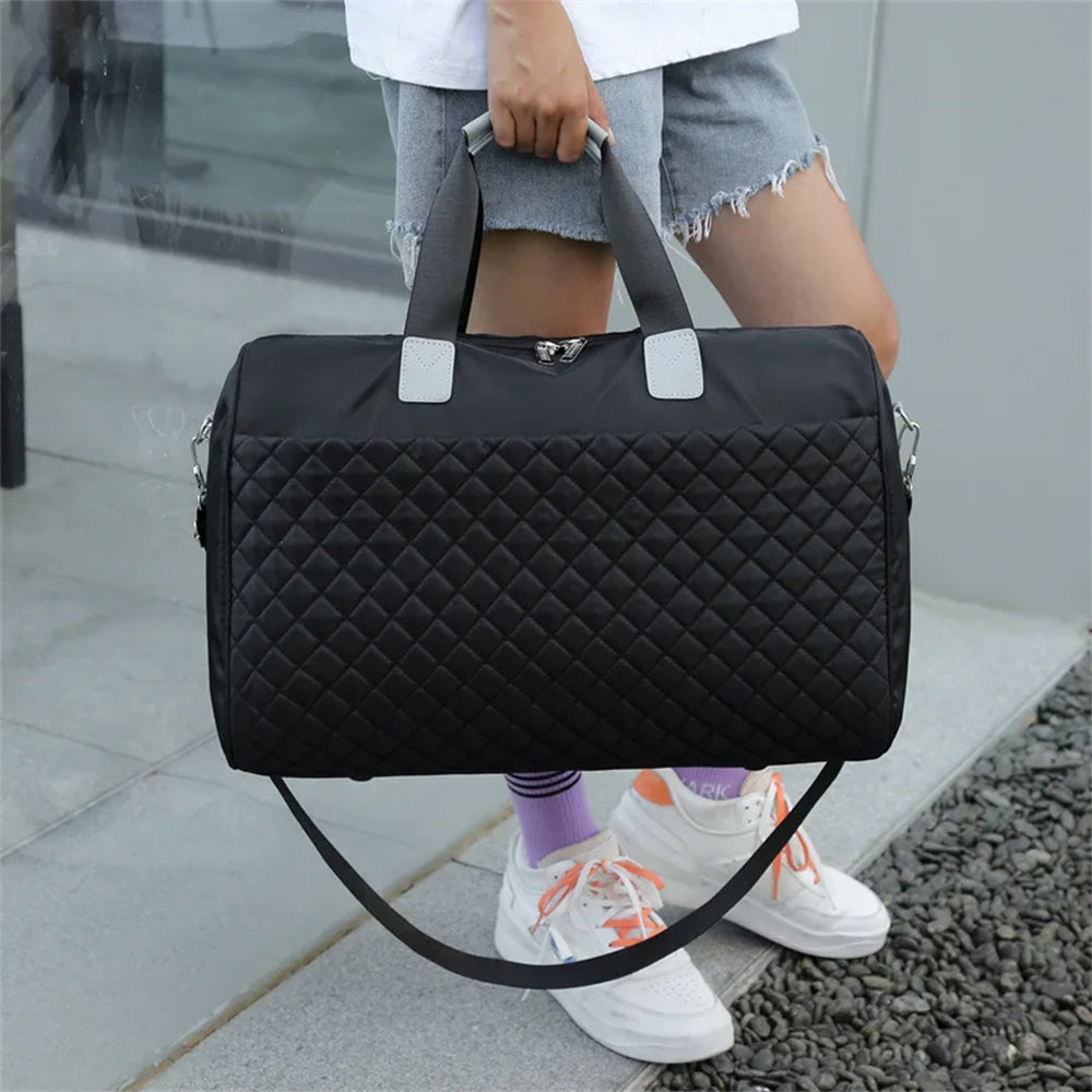 Travel Duffle Bag Carry On Cabin Bag Luggage Bag with Trolley Strap Black