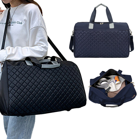 Travel Duffle Bag Carry On Cabin Bag Luggage Bag with Trolley Strap Blue