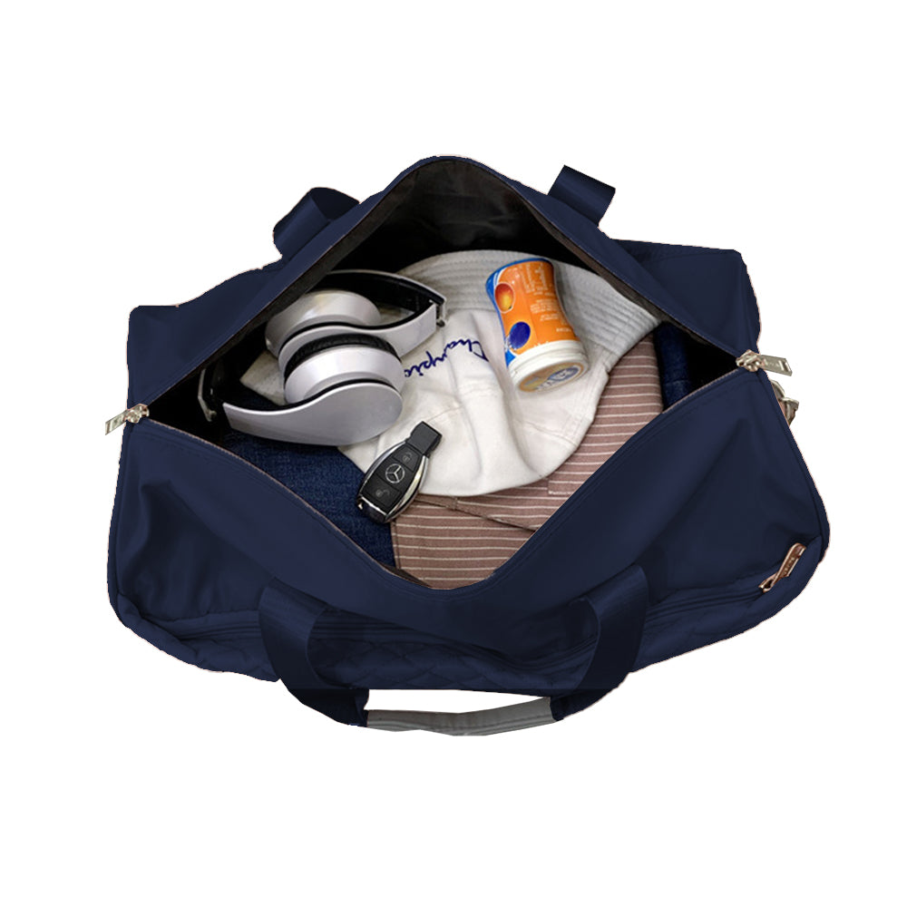 Travel Duffle Bag Carry On Cabin Bag Luggage Bag with Trolley Strap Blue