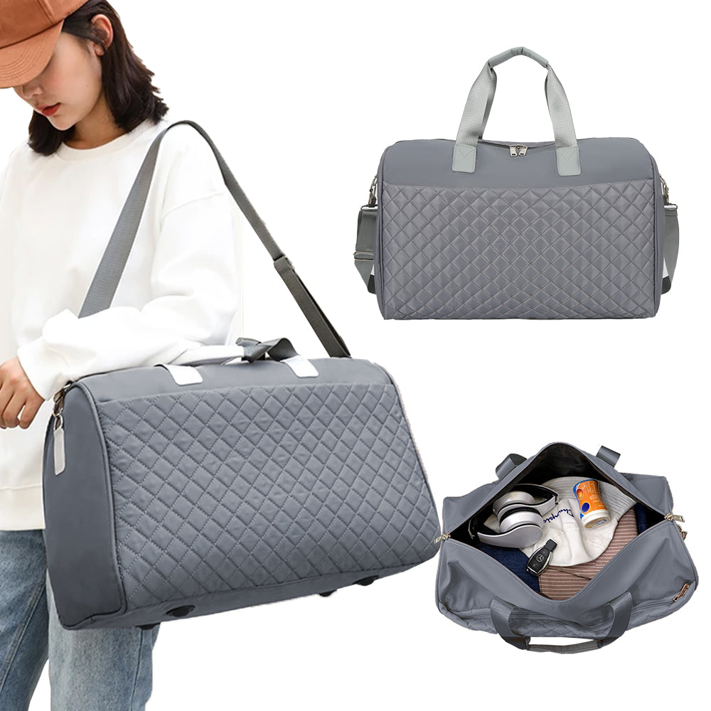 Travel Duffle Bag Carry On Cabin Bag Luggage Bag with Trolley Strap Grey