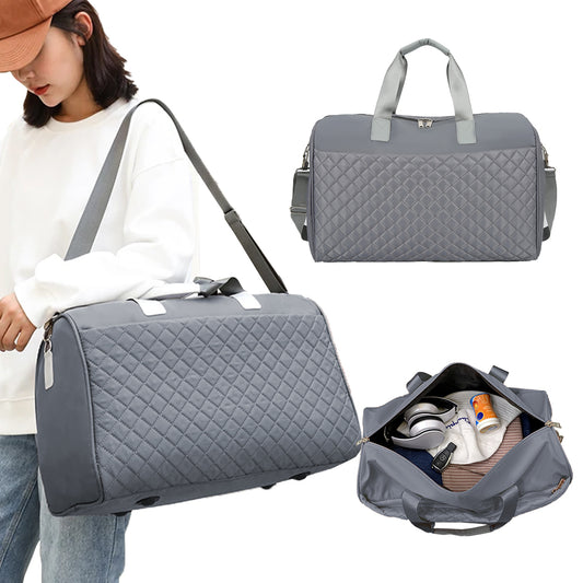 Travel Duffle Bag Carry On Cabin Bag Luggage Bag with Trolley Strap Grey