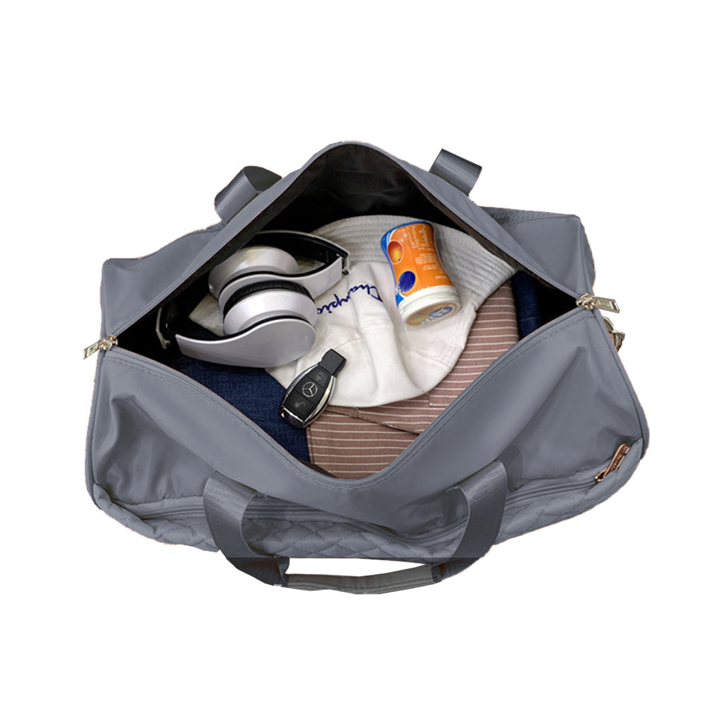 Travel Duffle Bag Carry On Cabin Bag Luggage Bag with Trolley Strap Grey