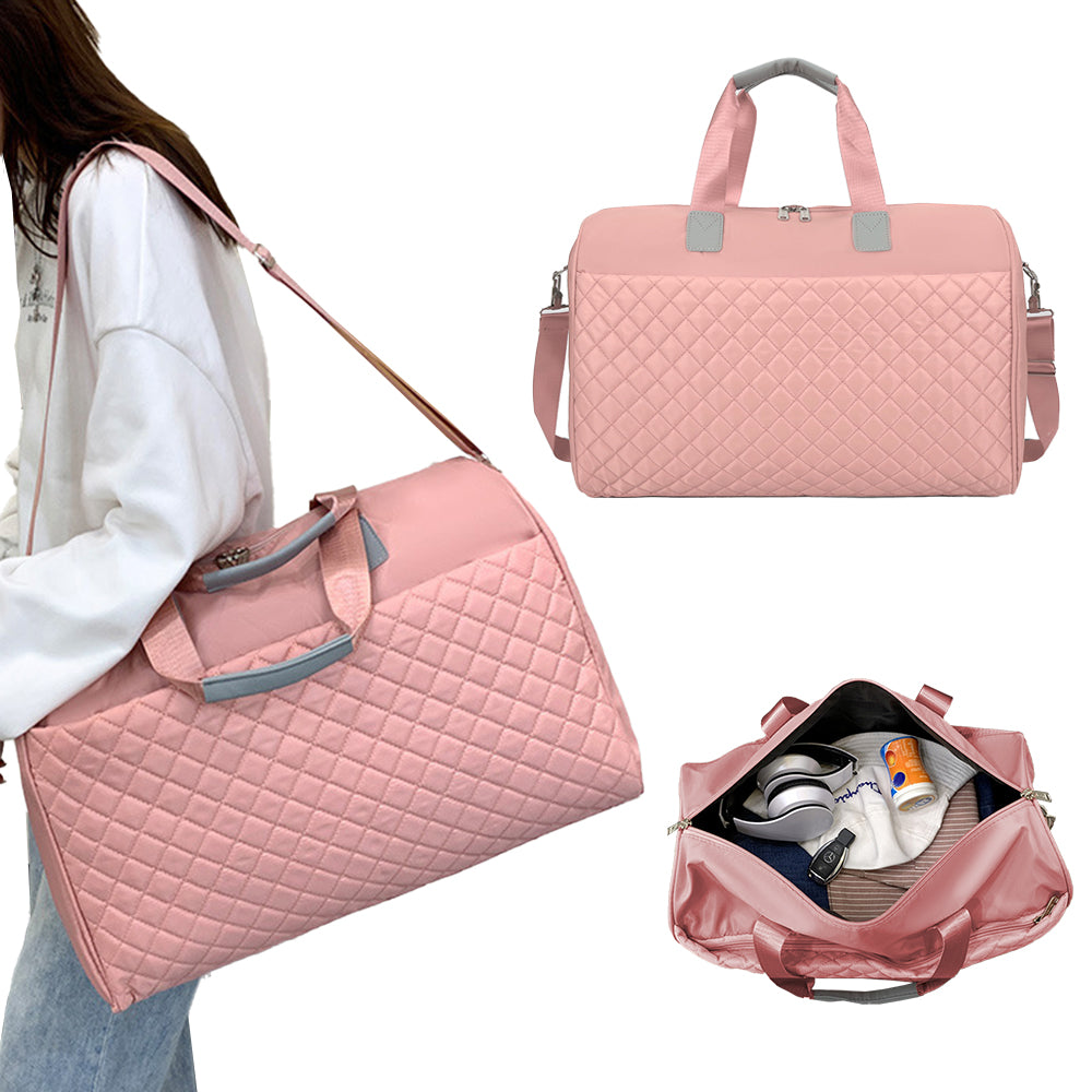 Travel Duffle Bag Carry On Cabin Bag Luggage Bag with Trolley Strap Pink