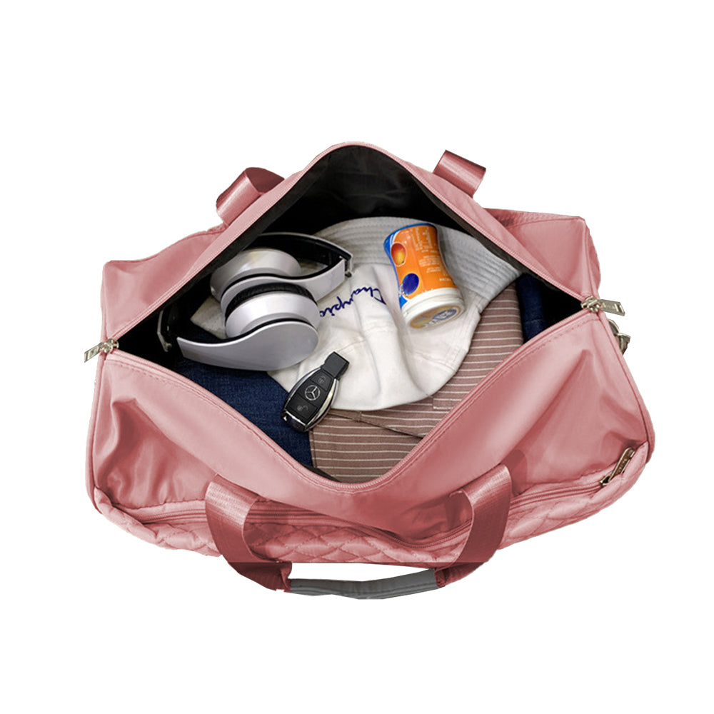 Travel Duffle Bag Carry On Cabin Bag Luggage Bag with Trolley Strap Pink