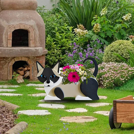 Cat Plant Pot Cute PVC Garden Cat Planter for Indoor Outdoor Plants Multicolor