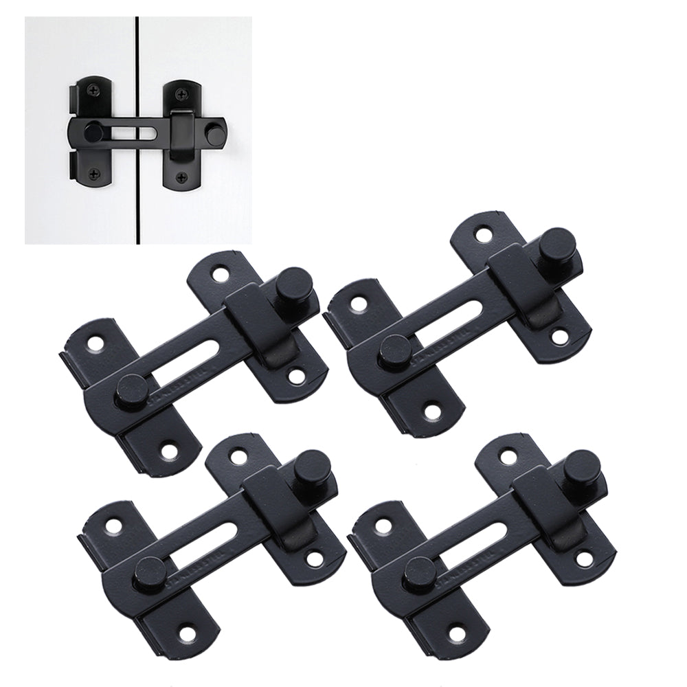 4Pcs Barn Door Latches Stainless Steel Barn Gate Flip Door Locks Black
