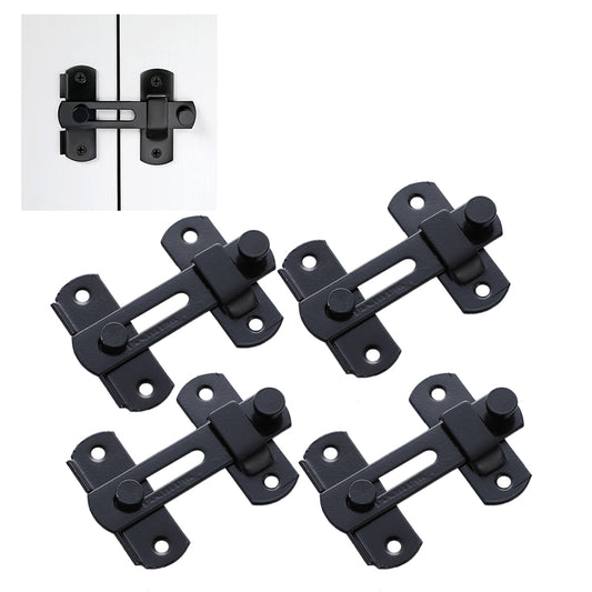 4Pcs Barn Door Latches Stainless Steel Barn Gate Flip Door Locks Black