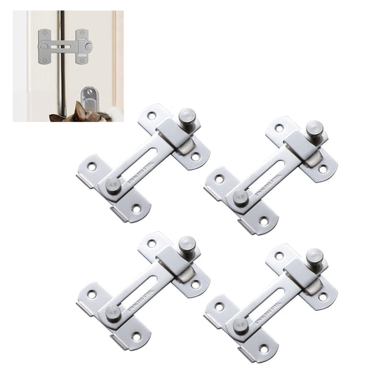 4Pcs Barn Door Latches Stainless Steel Barn Gate Flip Door Locks Silver