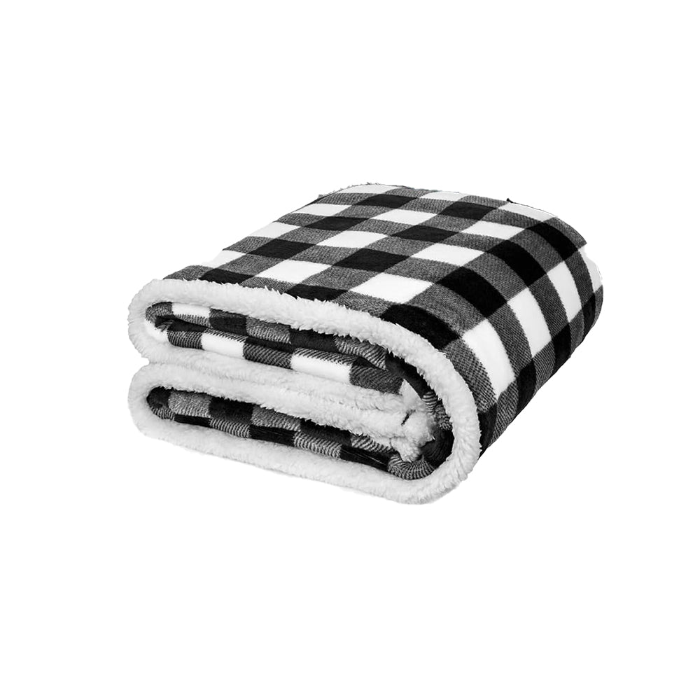 125x145cm Reversible Plush Blanket Flannel Fleece Throw Blanket for Sofa Black