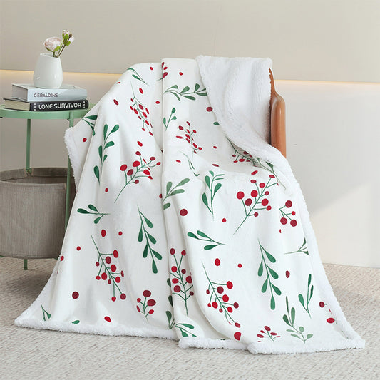 125x145cm Reversible Plush Blanket Flannel Fleece Throw Blanket for Sofa White