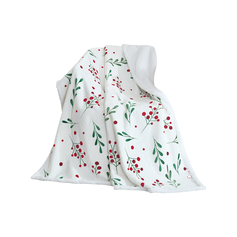 125x145cm Reversible Plush Blanket Flannel Fleece Throw Blanket for Sofa White