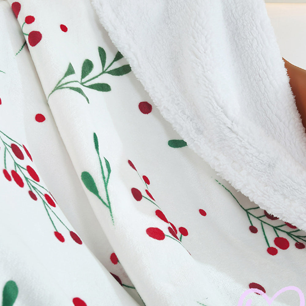 125x145cm Reversible Plush Blanket Flannel Fleece Throw Blanket for Sofa White