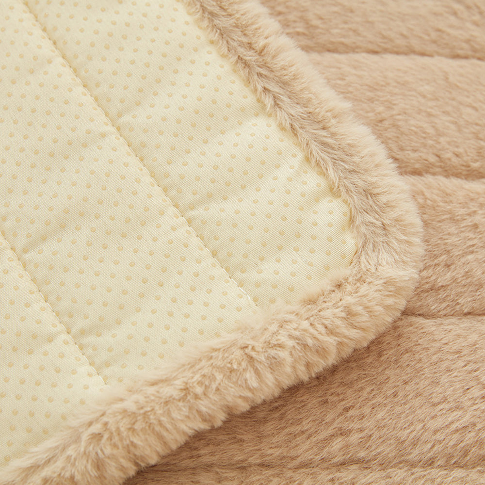 T-Shaped Plush Recliner Couch Cover Anti-Slip Recliner Slipcover Khaki