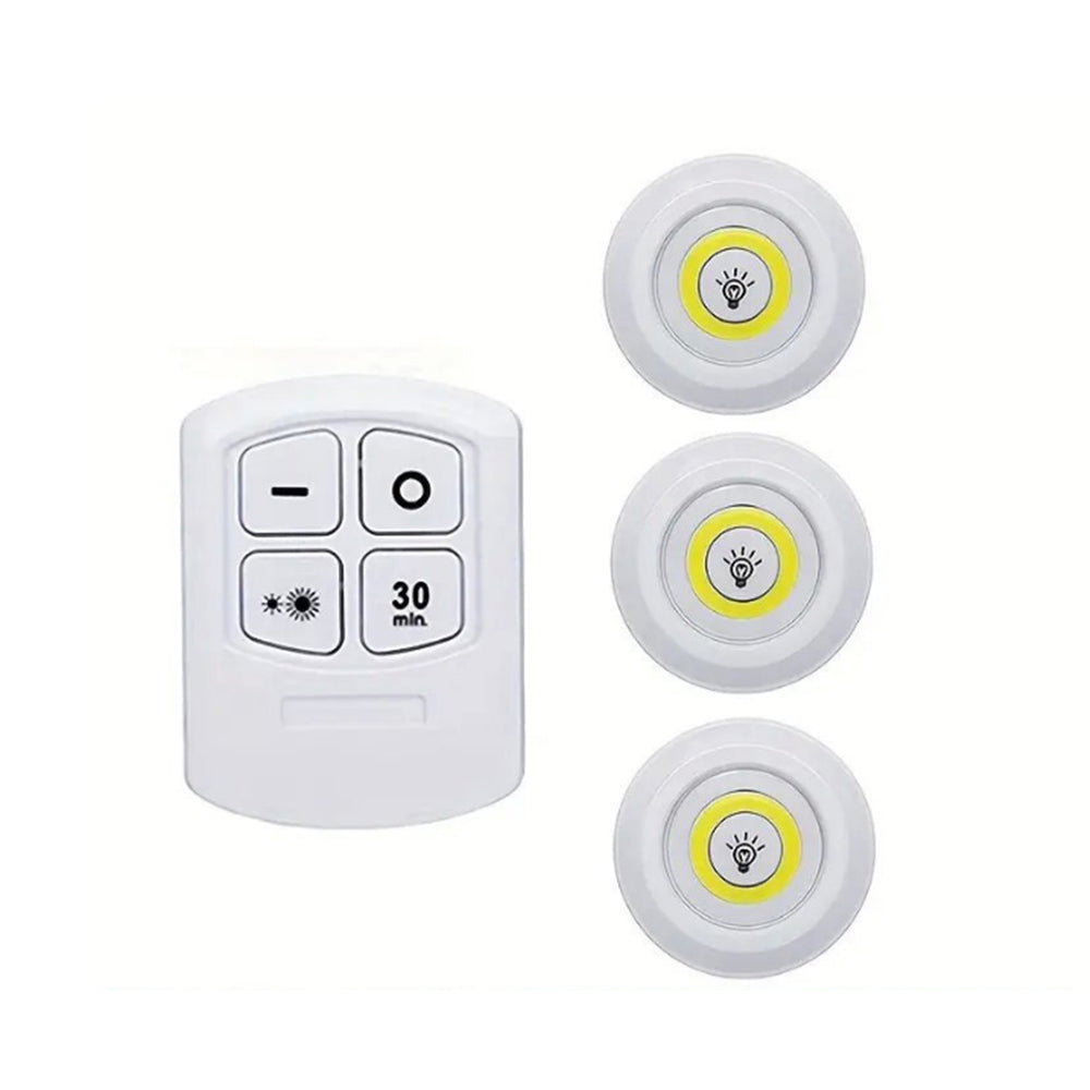 3Pcs Wireless Remote Control LED Cabinet Light Under Closet Lamp for Bedroom