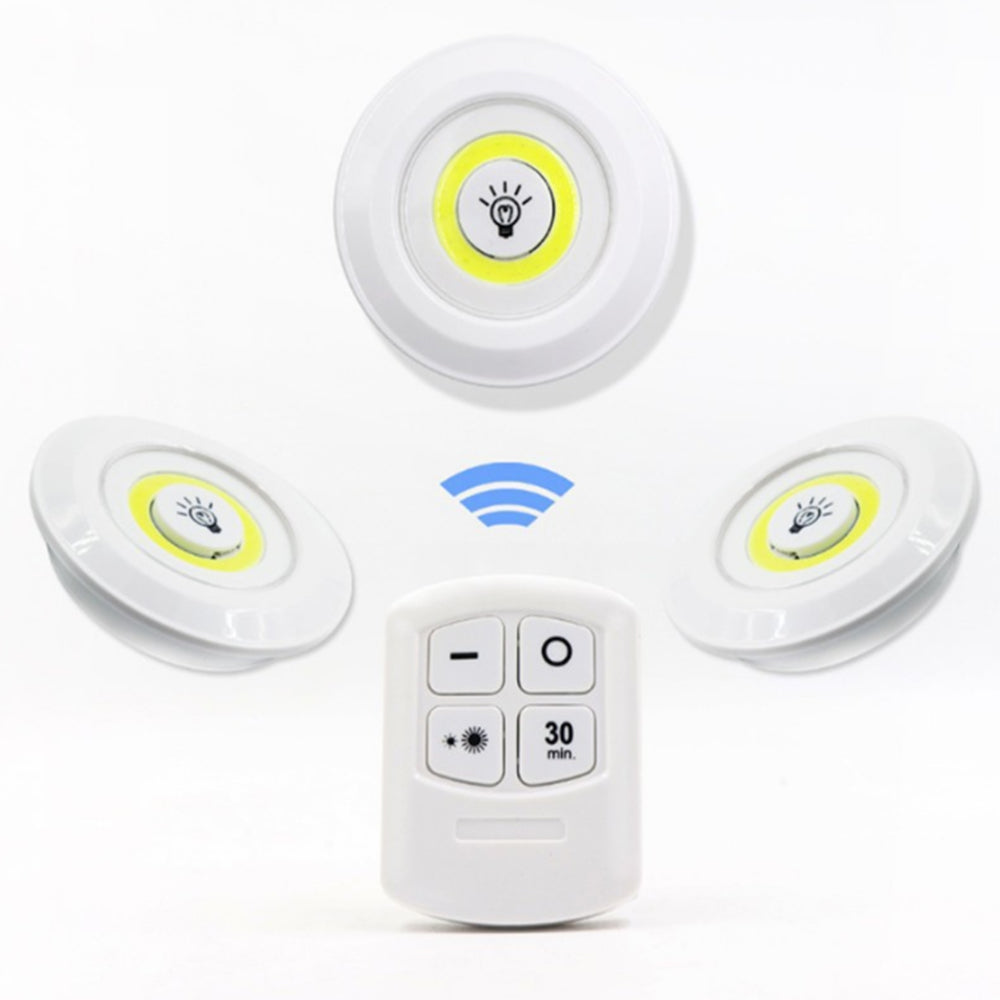 3Pcs Wireless Remote Control LED Cabinet Light Under Closet Lamp for Bedroom