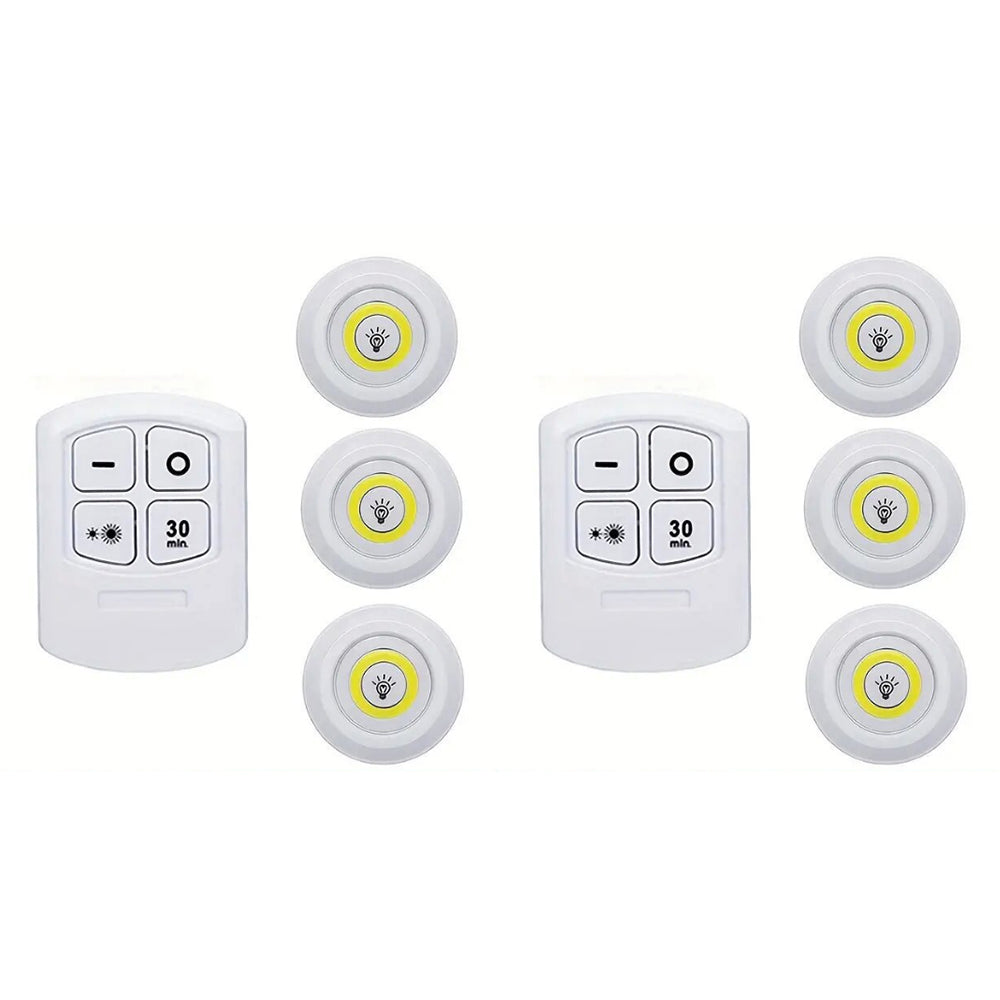 6Pcs Wireless Remote Control LED Cabinet Light Under Closet Lamp for Bedroom