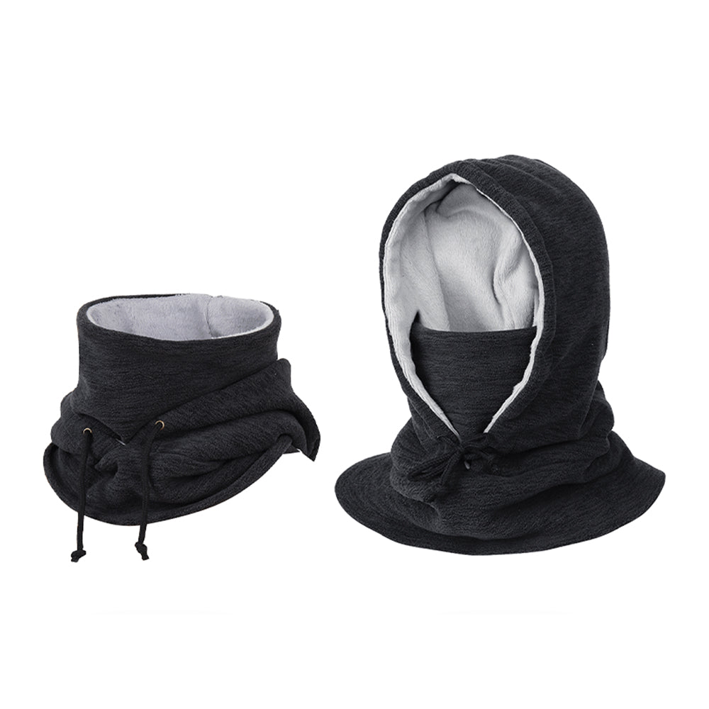 Thick Fleece Windproof Hooded Neck Warmer Winter Balaclava for Men Black