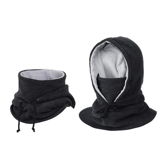 Thick Fleece Windproof Hooded Neck Warmer Winter Balaclava for Men Black