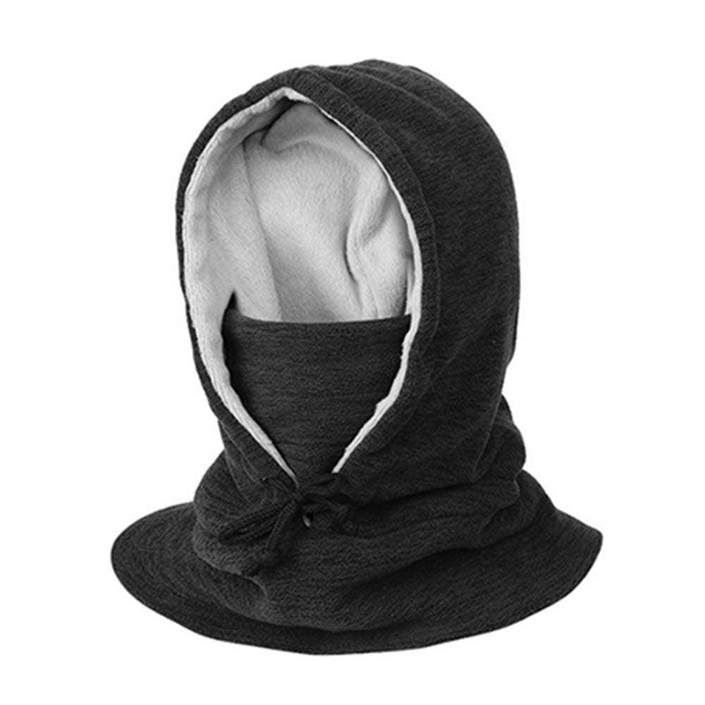 Thick Fleece Windproof Hooded Neck Warmer Winter Balaclava for Men Black