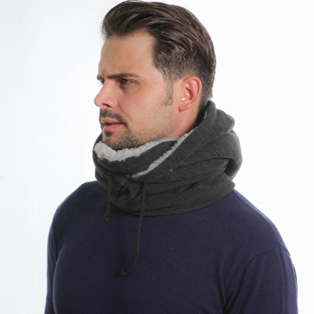 Thick Fleece Windproof Hooded Neck Warmer Winter Balaclava for Men Black