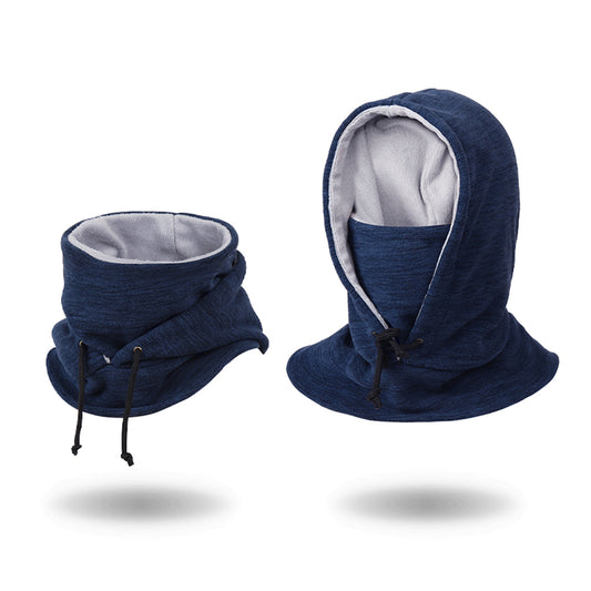 Thick Fleece Windproof Hooded Neck Warmer Winter Balaclava for Men Dark Blue