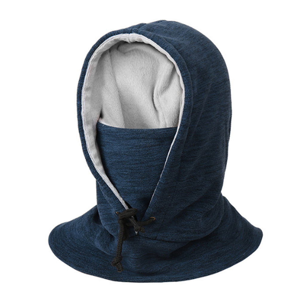 Thick Fleece Windproof Hooded Neck Warmer Winter Balaclava for Men Dark Blue