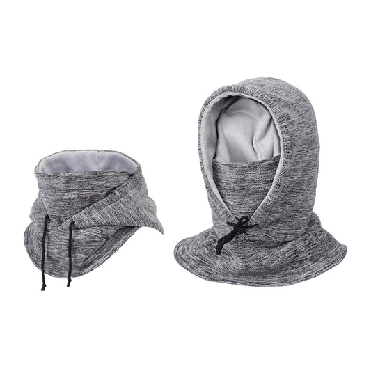 Thick Fleece Windproof Hooded Neck Warmer Winter Balaclava for Men Grey