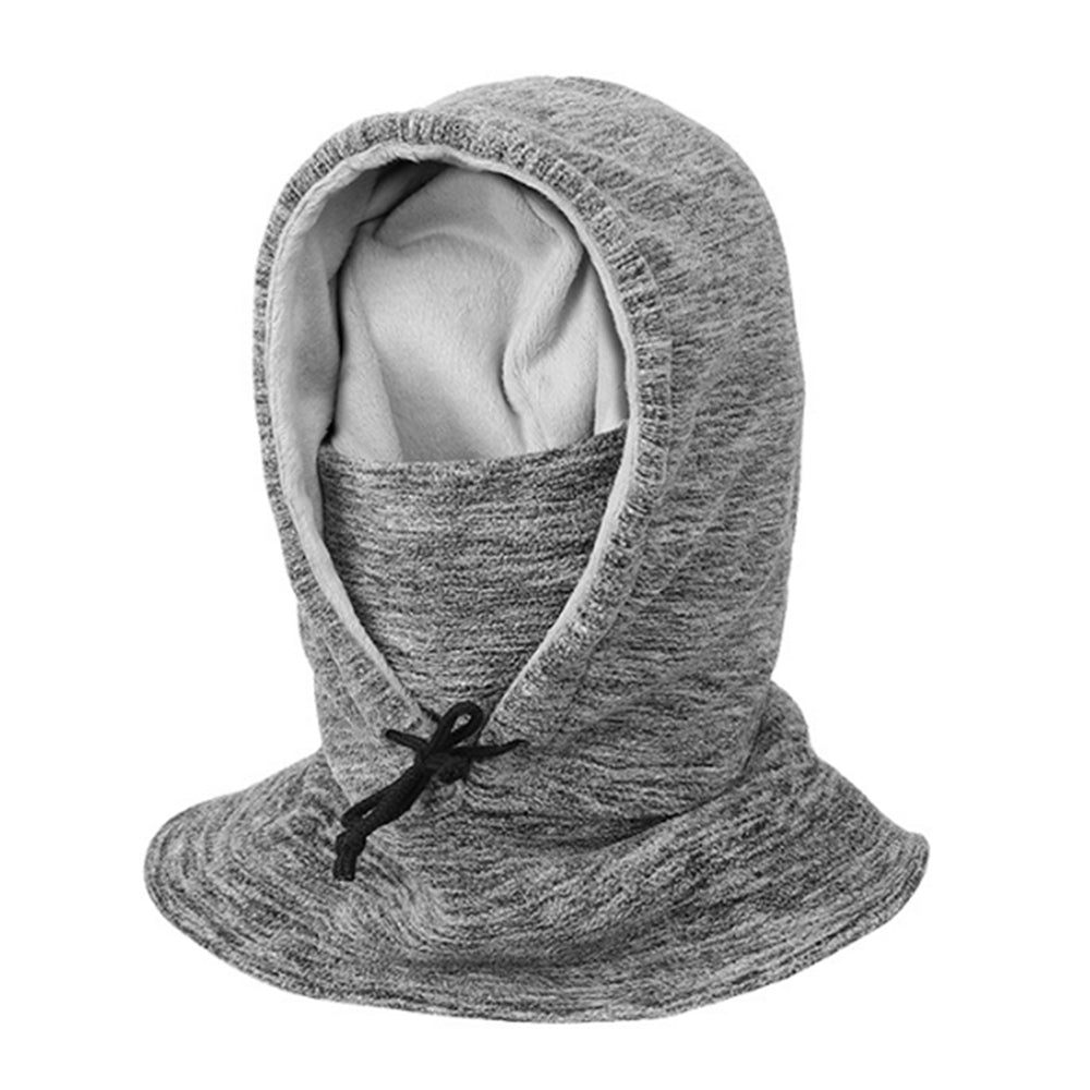 Thick Fleece Windproof Hooded Neck Warmer Winter Balaclava for Men Grey