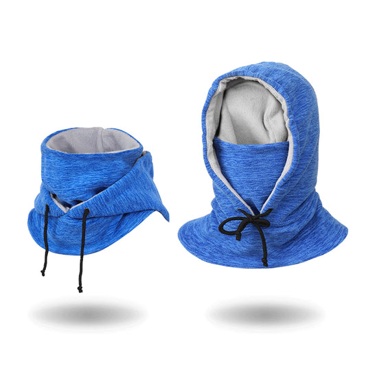 Thick Fleece Windproof Hooded Neck Warmer Winter Balaclava for Men Light Blue