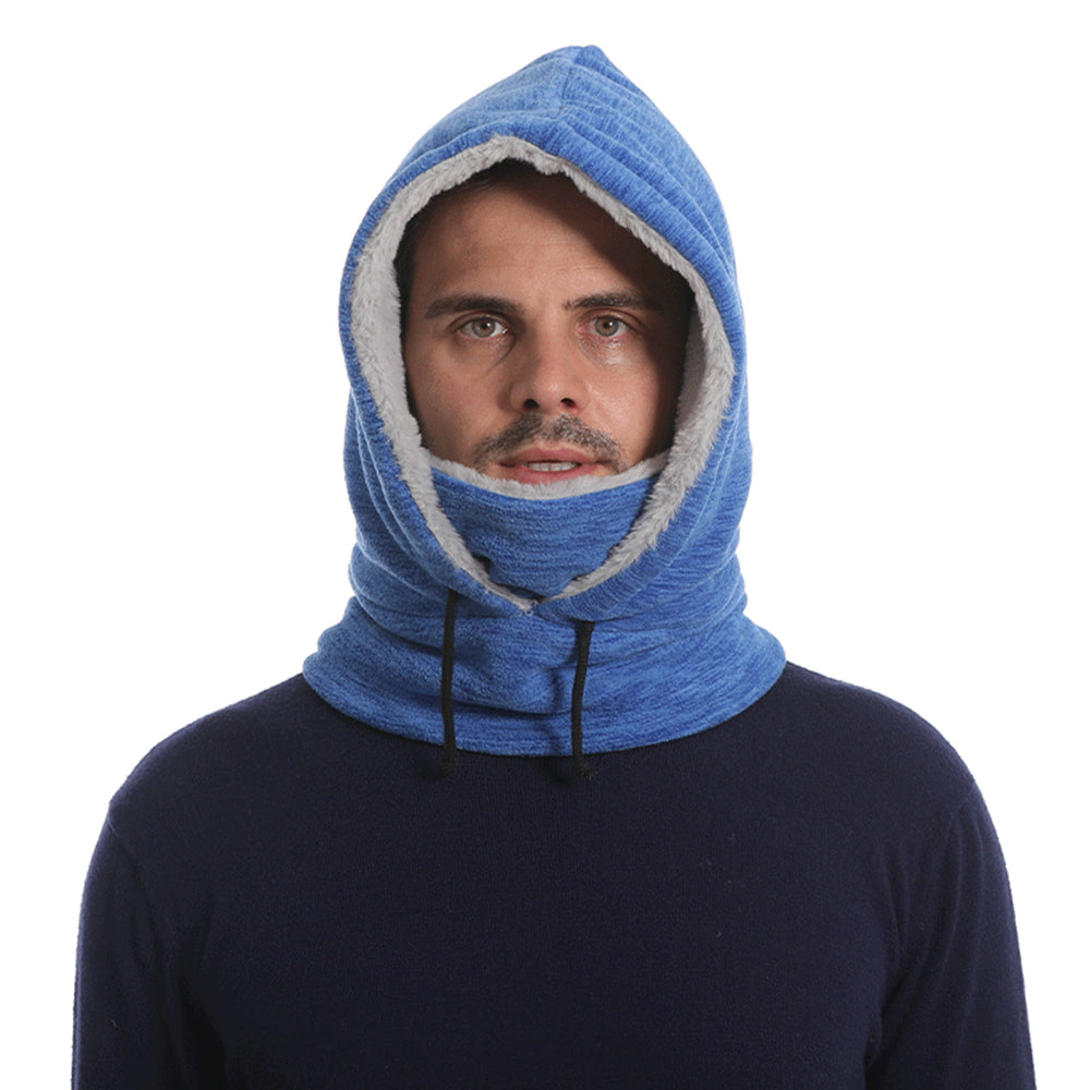 Thick Fleece Windproof Hooded Neck Warmer Winter Balaclava for Men Light Blue