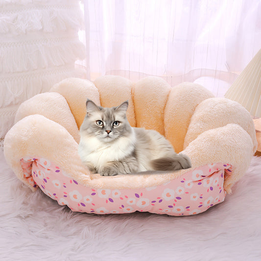 2-in-1 Bed and Couch Warming Cat Sofa Bed Pink