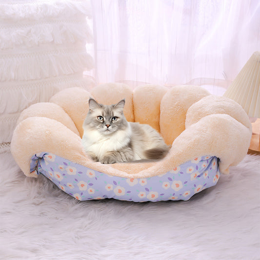 2-in-1 Bed and Couch Warming Cat Sofa Bed Blue