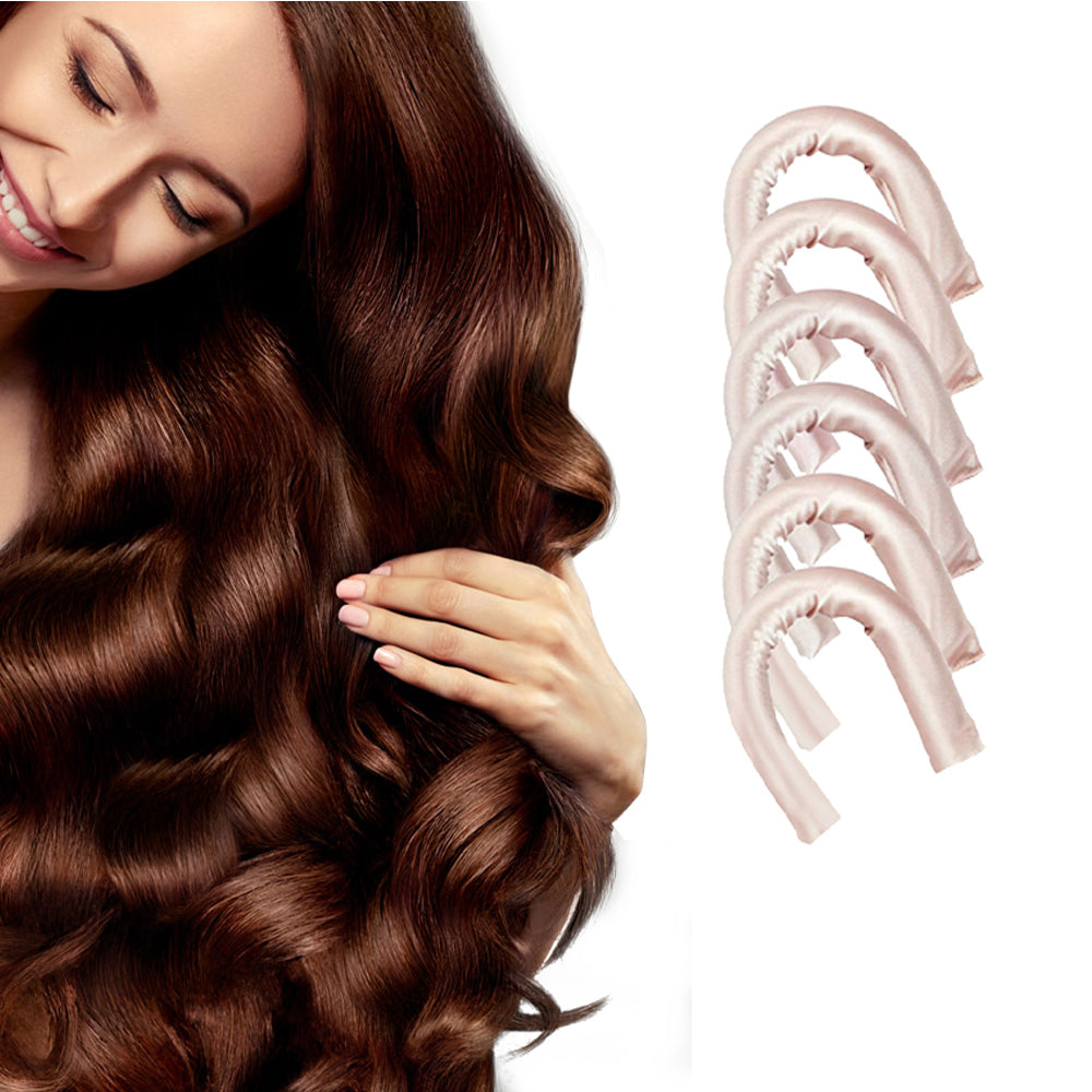 6Pcs Heatless Hair Curler for Long Medium Hair Curls Champagne