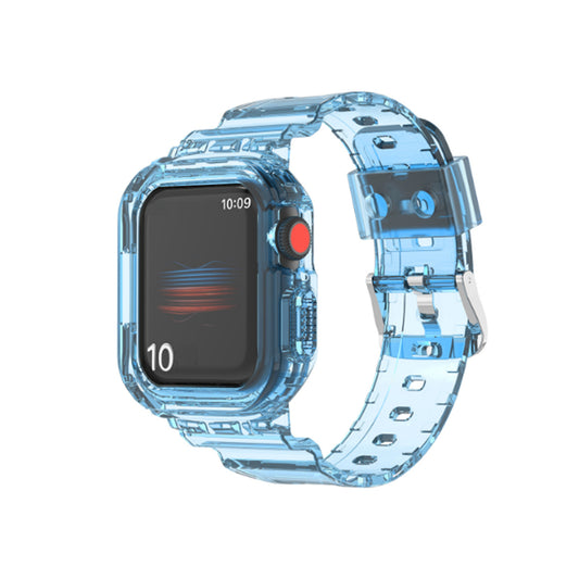 Transparent Blue Sports Band Replacement Strap for Apple Watch 44mm/45mm