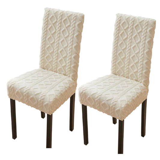 2Pcs Jacquard Chair Cover Universal Fitted Chair Cover Protector Beige