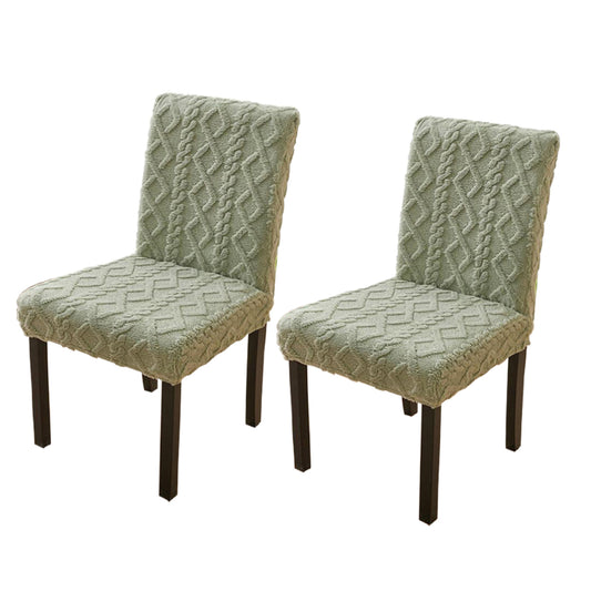 2Pcs Jacquard Chair Cover Universal Fitted Chair Cover Protector Green
