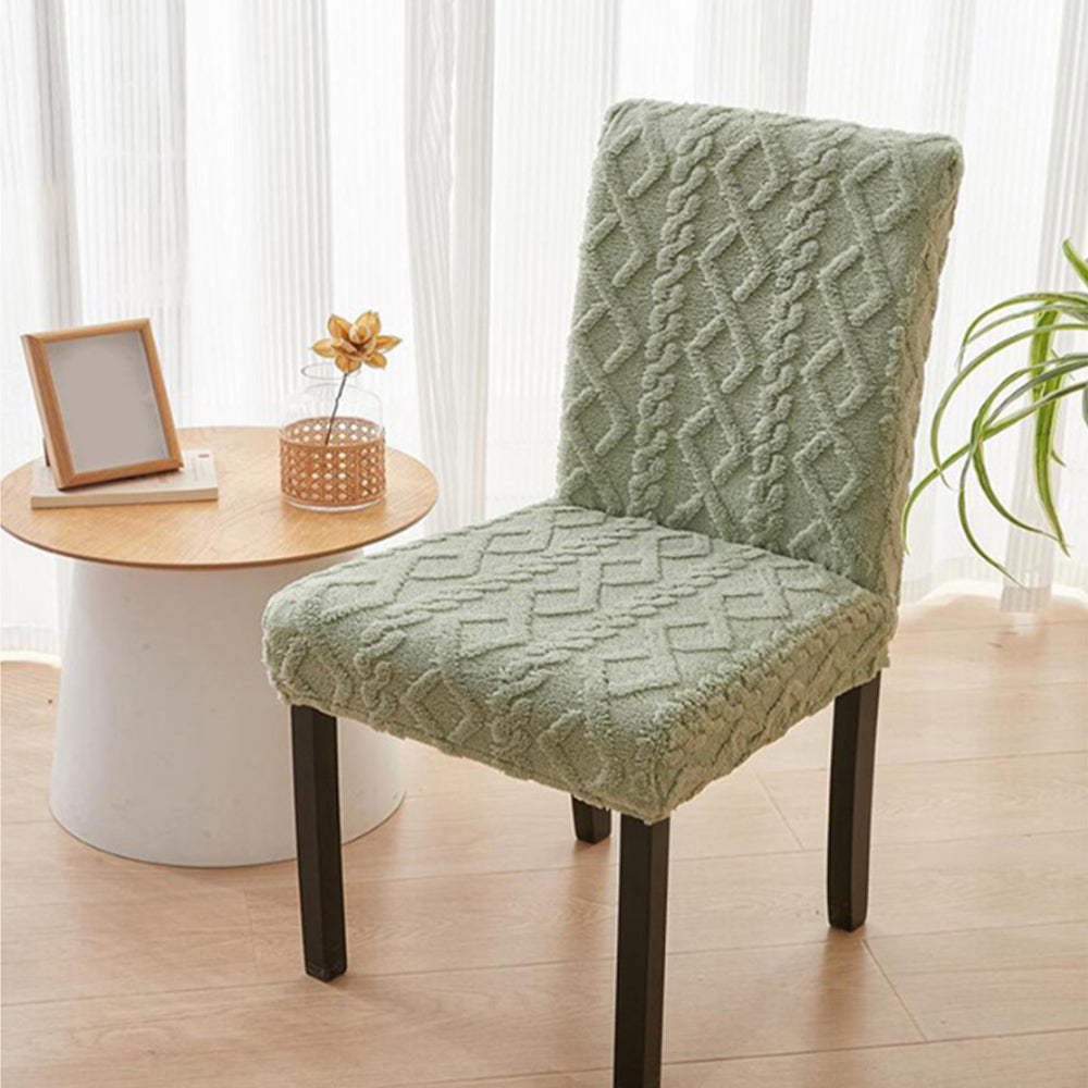 4Pcs Jacquard Chair Cover Universal Fitted Chair Cover Protector Green