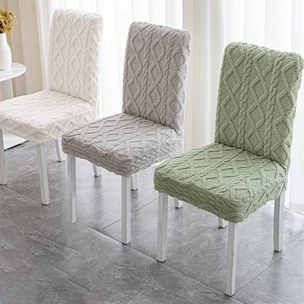 4Pcs Jacquard Chair Cover Universal Fitted Chair Cover Protector Green